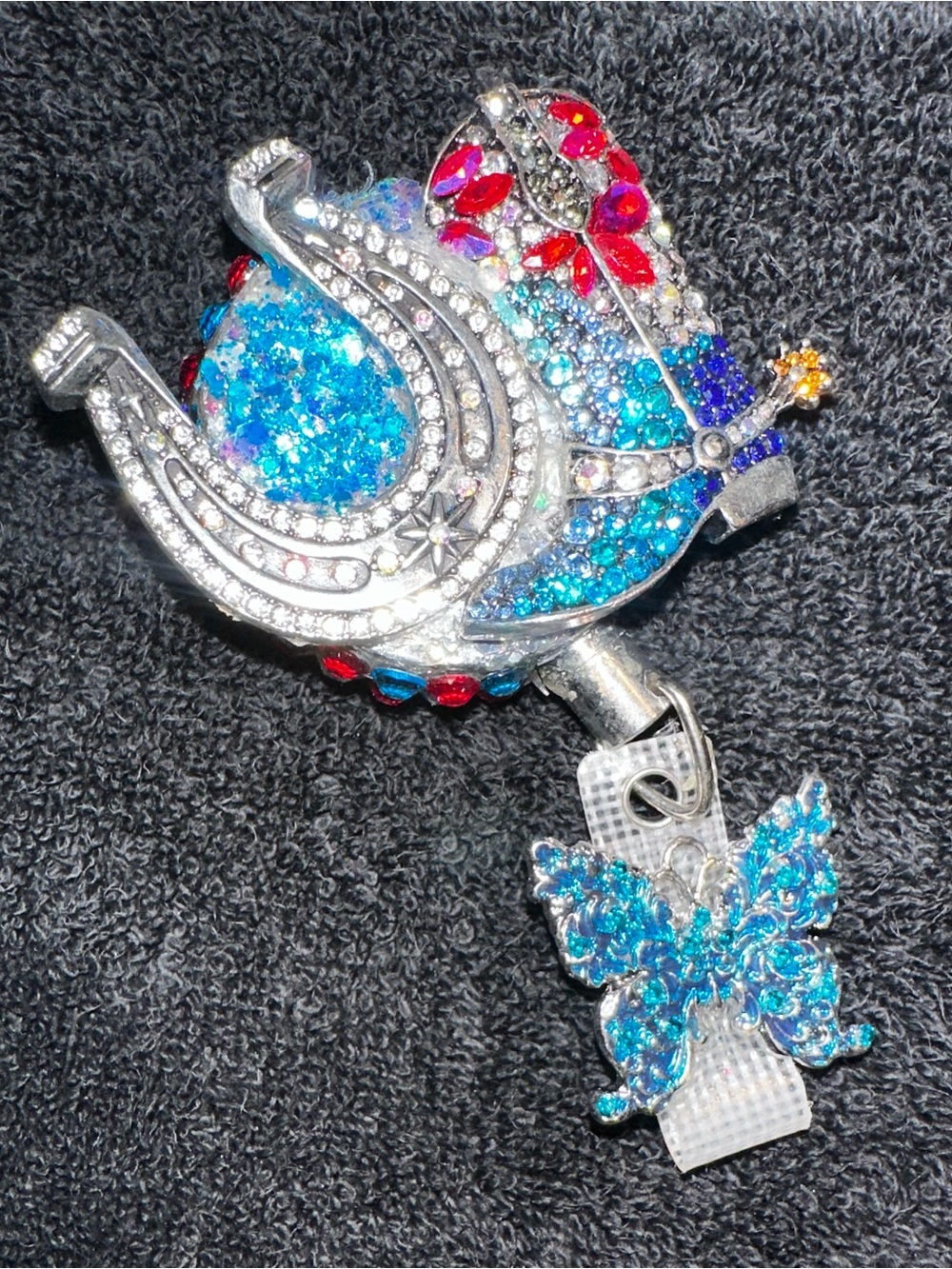Sparkling Blue Crystal Butterfly Brooch Pin